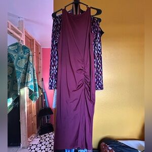 Elegant Burgundy Ruched Dress